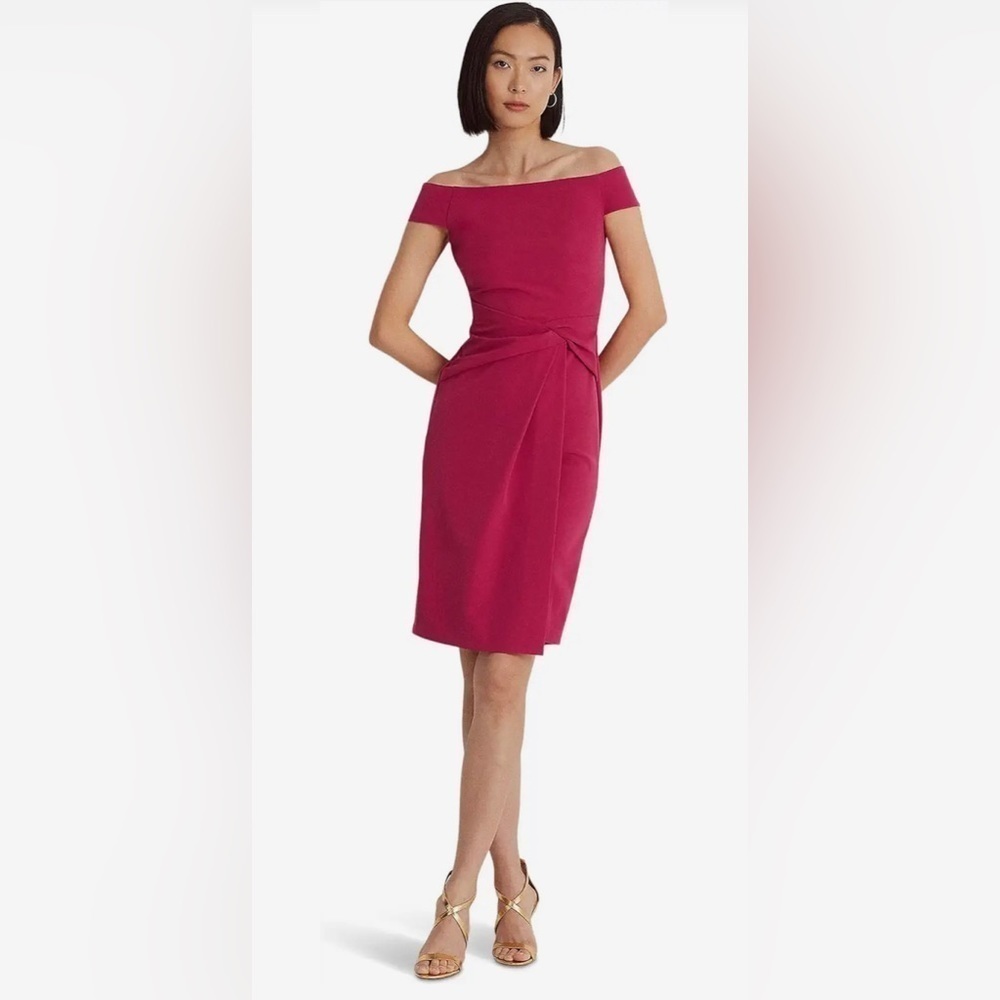 NWT Lauren Ralph Lauren Crepe Off-the-Shoulder Dress